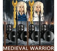 Blocs de construction Guerrier Médiéval Château Militaire Armée Chevalier Soldats Femme Magicienne Bouclier Jeu Film Lance Accessoires Briques Jouet B36-131-8PCS
