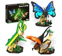 Blocs De Construction Insectes, Ensemble De Jouets De Construction 3 en 1, Modèles d'Insectes Papillon Et Mante Religieuse, Cadeau d'anniversaire pour Adultes Et Enfants De 6+, Décor d'Intérieur