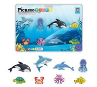 Blocs de construction magn tiques PicassoTiles, 8 figurines d'animaux marins compatibles, accessoires magn tiques, jouets pour enfants, apprentis
