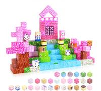 Blocs de construction magnétiques - 100 pièces - Kit kawaii licorne pour | Blocs de construction magnétiques avec forte adhérence pour un château de princesse stable à plusieurs étages en rose