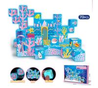 Blocs de Construction Magnétiques,70 Pièces Cubes Magnétiques avec Lumineux, Jeu Éducatif Montessori STEM pour Enfants de 3 Ans+