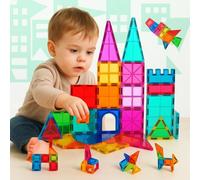 Blocs De Construction Magnétiques Pour Enfants (65 Pièces)-Pièces Magnétiques 3D Magnetic Tiles,Jouet Éducatif Montessori,Cadeau D'Anniversaire Noël Pour Enfants