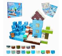 Blocs de Construction magnétiques-pour Enfants Blocs Minecraft aimantés,Jouets de Construction magnétiques pour garçons et Filles de 3 à 8 an (Glace et Neige 100pièces)