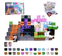Blocs de Construction magnétiques-pour Enfants Blocs Minecraft aimantés,Jouets de Construction magnétiques pour garçons et Filles de 3 à 8 an (Forêt magmatique 150 pièces)