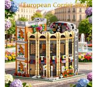 Blocs de construction modulaires européens à coins arrondis, modèle d'architecture de rue, jouet d'assemblage pour adultes, objet de collection, cadeau de vacances No box