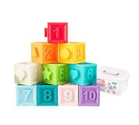 Blocs De Construction Sensoriels En Silicone Pour Bébé, Jouet À Saisir, Blocs De Construction En Plastique 3d, Boule Souple, Cube De Bain En Caoutchouc Pour Enfant, 10 Pièces
