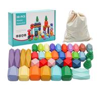 Blocs de construction sensoriels - Roches empilables en bois | Ensemble de pierres d'équilibrage pour tout-petits, garçons, , maison, école, voyage, éducatif, Durable, sûr, amusant, développeme