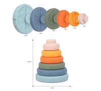 Blocs De Construction Souples À Empiler En Pvc, Jouet Pour Bébé, Tour En Forme De Cercle Arc-En-Ciel, Anneaux De Dentition, Jouets Montessori, 6 Pièces