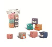 Blocs De Construction Souples En Silicone Colorés, Jouets À Empiler, Dessin Animé, Stimulation Du Développement Du Cerveau Du Bébé, Fourniture Préscolaire