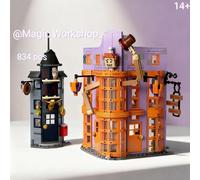 Blocs de construction Weasley, 834 pièces, tours de magie classiques, boutique de travail, décoration magique pour la maison avec figurines, cadeau de noël et d'anniversaire, en Stock B 76422