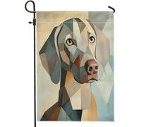 Blocs de couleur abstraite, drapeaux de jardin de Braque de Weimar, 30,5 x 45,7 cm, double face pour décoration extérieure, motif amusant de chien, drapeau de maison, chiot extérieur, petit drapeau de