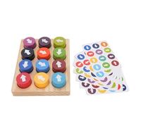 Blocs de Couleur en Bois Assortis, Jouet Améliore Les Compétences Cognitives des Tout-Petits, Jeu de Puzzle avec Autocollants