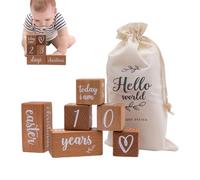 Blocs de jalons pour bébé - Ensemble de cubes de chiffres d'âge en bois, marqueurs d'accessoires photo mensuels avec finition naturelle lisse, blocs de mémoire souvenir réutilisables | Pour la photogr