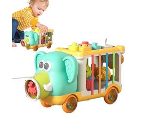 Blocs de jouets empilants, jouets pour camions éléphants | Colorful Early Learning Pull Toys,Jeu d"apprentissage de la motricité drôle, activité éducative d"âge préscolaire pour ca