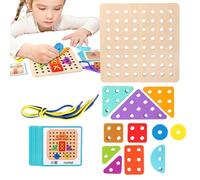 Blocs de motifs en bois, planche à lacets | Jeu de puzzle en forme de tangram de corde | Jeu de tri de formes amusantes avec 20 cartes pour , éducation