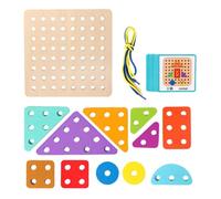 Blocs de Motifs en Bois, Planche de laçage de Chaussures | Jouets éducatifs de Tangram de Corde de Maternelle,Jouets de développement préscolaire avec 20 Cartes pour, éducation à l'intelligence STEM