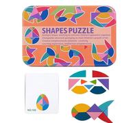 Blocs de motifs en bois pour , blocs de motifs, Énigmes de Tangram pour maternelle | Énigmes amusantes Tangram éducatives précoces pour de 3 à 5 ans avec cartes