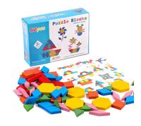 Blocs de motifs pour salle de classe - Puzzle géométrique Tangram, jeu de construction éducatif pour 3+ pour développer des compétences motrices fines