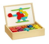 Blocs de Motifs Tangram, Puzzle magnétique en Bois de 280 pièces avec Cartes à Motifs avec boîte Rangement, Puzzle géométrie Tangram Montessori pour Enfants 3 à 8 Ans