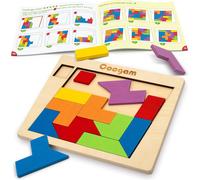 Blocs De Puzzle En Bois Géométrique Tangram Casse-Tête Puzzle 3D Logique Qi Jeu Coloré Motif Stem Jouets Éducatifs Cadeau 60 Défis À Partir De 3 Ans Pour Tous Les Âges