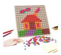 Blocs de Puzzle en Bois pour - Ensemble créatif de 210 pièces, Double Cartes pédagogiques, Jouet de développement du Cerveau, kit de Construction Multicolore | Activité d'apprentiss