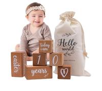 blocs de repère - blocs d'âge mensuels en bois, conception de pleine lune, accessoire photo éducatif | Matériel sélectionné Tracker de jalons de bébé mignon pour garçon et fille, mois du nouveau-né