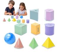 Blocs de solides géométriques - Ensemble d'apprentissage mathématique 3D, formes colorées | Manipulants en classe pour l'enseignement de la géométrie, de la zone, du volume | Outils éducatifs portable
