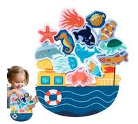 Blocs d'équilibre d'animaux marins pour enfants | Jeu d'équilibre animal, jouet empilable en bois - Jeu d'équilibre amusant, jouet sensoriel pour enfants pour stimuler la motricité fine