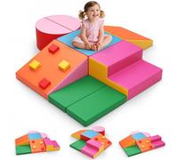 Blocs d'escalade 7P pour bébés, blocs d'escalade pour bébé, tissu doux pour la peau, facile à nettoyer, fermeture éclair cachée, mousse hautement élastique, kit de jeu doux pour enfants