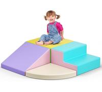 Blocs d'escalade blancs pour bébé, 4 blocs d'escalade pour bébé, housse en polyuréthane résistant aux rayures, facile à nettoyer, fermeture éclair cachée, mousse hautement élastique, kit de jeu doux