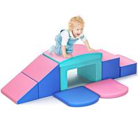 Blocs d'escalade en mousse pour bébé - Grands blocs de construction - Différentes formes - Entraînement du cerveau - Kit de château - Aires de jeux intérieures et extérieures - Multicolore (6p rose)