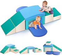 Blocs d'escalade en mousse pour bébé - Grands blocs de construction - Différentes formes - Entraînement du cerveau - Kit de château - Aires de jeux intérieures et extérieures - Multicolore (6p bleu