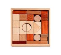 Blocs empilables bois, jeu apprentissage la construction, jouet construction 6,69x6,69x1,29 pouces avec pièces solides, jouet éducatif bois naturel, ensemble blocs design élégant, bloc d'activité