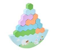 Blocs empilables en Bois - Jeu d'empilage en Bois - Blocs de Construction éducatifs pour habiletés motrices Fines développement sensoriel Apprentissage précoce préscolaire 2-5 Ans