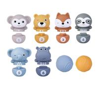 Blocs Empilables pour - Tour De Bowling en Caoutchouc Souple, Cubes d'apprentissage De Forme Colorée, Ensemble D'activités De Balle À Attraper À La Main | Jouet D'éducation Précoce pour Le Dév