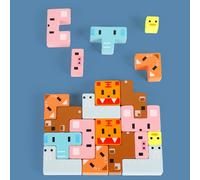 Blocs empilés en bois Montessori, dessin animé créatif Animal Wave Base Balance Puzzle bloc de construction, cadeau d'apprentissage pour enfants