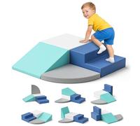 Blocs en mousse pour enfants, noyau en mousse haute densité 38S, matériau PU résistant aux chocs et facile à nettoyer, fermeture éclair dissimulée, fermeture velcro élargie pour l’intérieur (ensemble