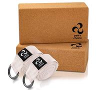 Blocs et Sangles de Yoga Eco Friendly Pack de 2 Blocs Naturels Fermes et Solides et 2 Sangles