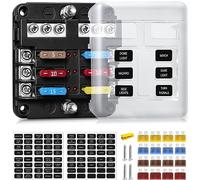 Blocs Fusible Lame ATC/ATO, Porte Fusible Voiture ENDARK, Boîte Fusibles Voiture 6 voies avec Indicateur de Bus Négatif pour Voiture, Bateau, Fourgonnette, SUV