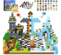 Blocs magnétiques, jeu d'échecs du monde avec aimant de mine, jeux de jouets magnétiques pour enfants de 5 à 7 à 6 à 8 à 12 ans, carreaux magnétiques pour les tout-petits, cadeaux idéaux pour