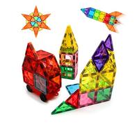 Blocs magnétiques Relaxdays, Lot de 61 pièces, Formes variées, Jouet magnétique, dès 3 Ans, ABS, Multicolores