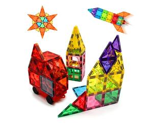 Blocs magnétiques Relaxdays, Lot de 61 pièces, Formes variées, Jouet magnétique, dès 3 Ans, ABS, Multicolores