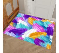 Blocs Multicolores Tapis d'entrée, Tendances Abstraites Antidérapant Paillasson Entrée Lavable - Violet Foncé Tapis de Porte Absorbant Et Durable pour Hall Salle de Bain, 80 x 120 cm
