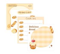 Blocs-notes adhésifs mignons sur le thème de la cuisson du pain 7,6 x 7,6 cm, fournitures de rentrée scolaire, 200 pages au total pour bureau, maison et école