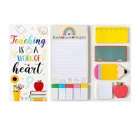 Blocs-notes adhésifs pour enseignants, « Teaching is A Work of Heart », cadeau d'appréciation des enseignants, fournitures scolaires et de bureau