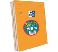 Oxford Bloc-Notes A4 – Lot de 3, 160 pages, petits carreaux 5x5 mm, non perforées, couverture orange