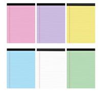 Blocs-Notes Lignés A4, Blocs d'Écriture Lignés 29,5 x 21,4 cm, Coloured Legal Pads, Writing Note Pads, 50 Feuilles par Bloc Notes pour Agenda, École, Bureau (6 Pièces, 6 Couleurs)