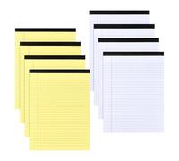 Blocs-Notes Lignés A4, Blocs d'Écriture Lignés 29,5 x 21,4 cm, Coloured Legal Pads, Writing Note Pads, 50 Feuilles par Bloc Notes pour Agenda, École, Bureau (8 Pièces, Jaunes+Blanc)