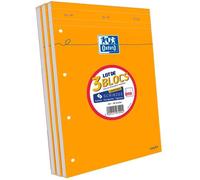 Oxford Blocs-notes agrafés et perforés 21 x 31,5 cm 160 p. Seyès 80 g Orange – lot de 3