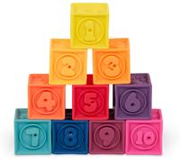 Blocs Pour Bébés-Jouets De Construction Et D'empilage Pour Bébés-10 Blocs Souples Et Éducatifs-Chiffres,Formes,Couleurs,Animaux-One Two Squeeze,6 Mois +